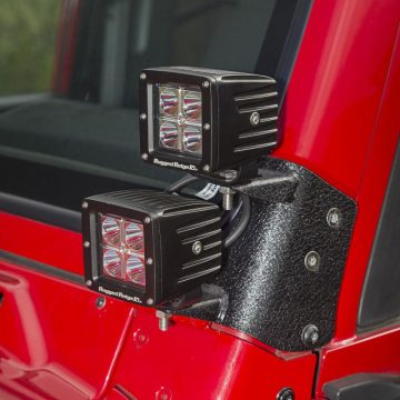   Konzolok Fényszoró szett Dual 4 LED Fényszoró eckig 3" Jeep Wrangler TJ 97-06 Rugged Ridge 11232.38 
