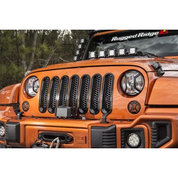   Hűtőrács Hűtővédelem fekete 7-tlg. Jeep Wrangler JK 07-18 Rugged Ridge 11306.31  Inserts, Mesh, Black, 07-18 Jeep Wrangler