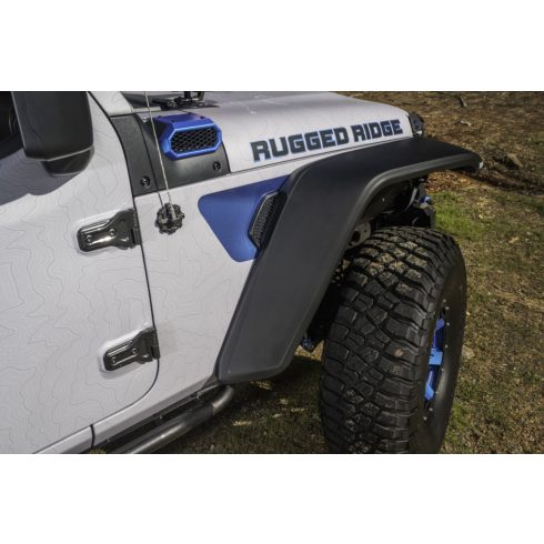 Sárvédő fáklyák gyári méretű készlet fekete Jeep Wrangler JL 18- Rugged Ridge 11640.51 Max Terrain Fender Flare Set F & R 18