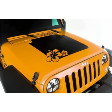   Dekoráció Matrica Motorháztető Hibiscus Rugged Ridge Hibiscus Hood Black Out Jeep Wrangler JK ab 07