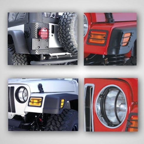 Lámpavédő rács szett Jeep Wrangler TJ 97-06, 11-teilig, Rugged Ridge 12495.03