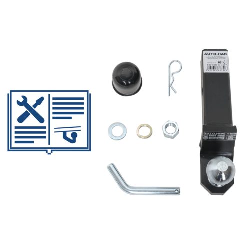 Utánfutó csavarozható golyós hosszabbító négyszögletes rögzítéshez US/ABE 24 mm-rel magasabb gömbfejjel