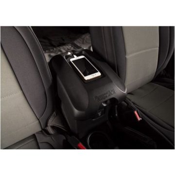   Középső karfa Fedő Mobiltelefon tároló rekesz fekete Jeep Wrangler JK 11-18 Rugged Ridge 13107.62 Fedő W/ Mobiltelefon tartó, fekete; 11-18 JK