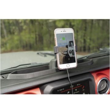   Tárolórekesz tartókészlettel mobiltelefon tartóval Jeep Wrangler JL 18- Gladiator 20- Rugged Ridge 13551.35 Dash Multi-Mount Charging Pho