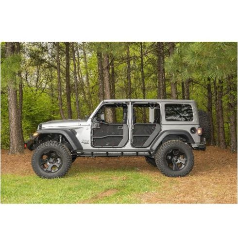 Tube Door Cover Set fekete Jeep Wrangler JL 18- 4-door Rugged Ridge 13579.55 Fortis Tube Door Covers, Full Set, Blk; 18-JLU