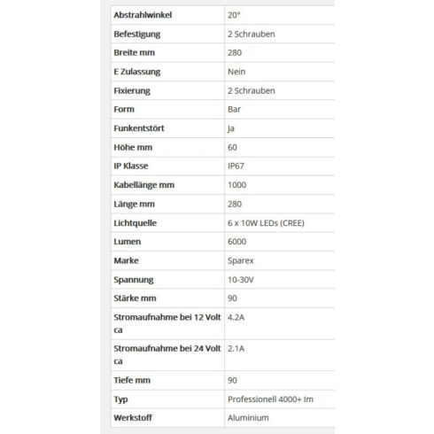 Munkalámpa LED 6000Lumen 280x90x60 LxDxH 12/24Volt 18-S112531