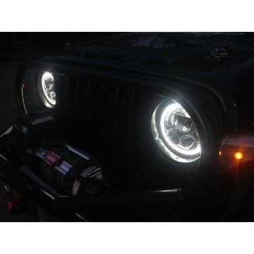   Fényszoró LED 7" E-Prüfzeichen Black inkl Antiflackerkabel VISION X szett Jeep Wrangler JK 07-