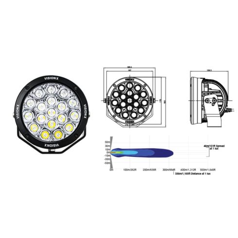 LED távolsági fényszóró készlet 10° 6,7" CANNON 126W GEN 2 E-Mark 18LED 2700Lumen VISION X CG2-CPM1810KIT E-jellel