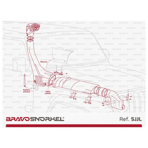 Bravo légzőcső Jeep Wrangler JL és Gladiator JT számára 2018-tól-
