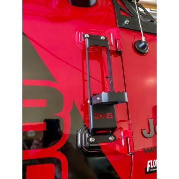   Bejárati lépcsős futódeszka beléptető készlet fekete Jeep Wrangler JL 18- DV8 Offroad STJL-01 ajtópántra szerelt lépcsőpár 1 személyre